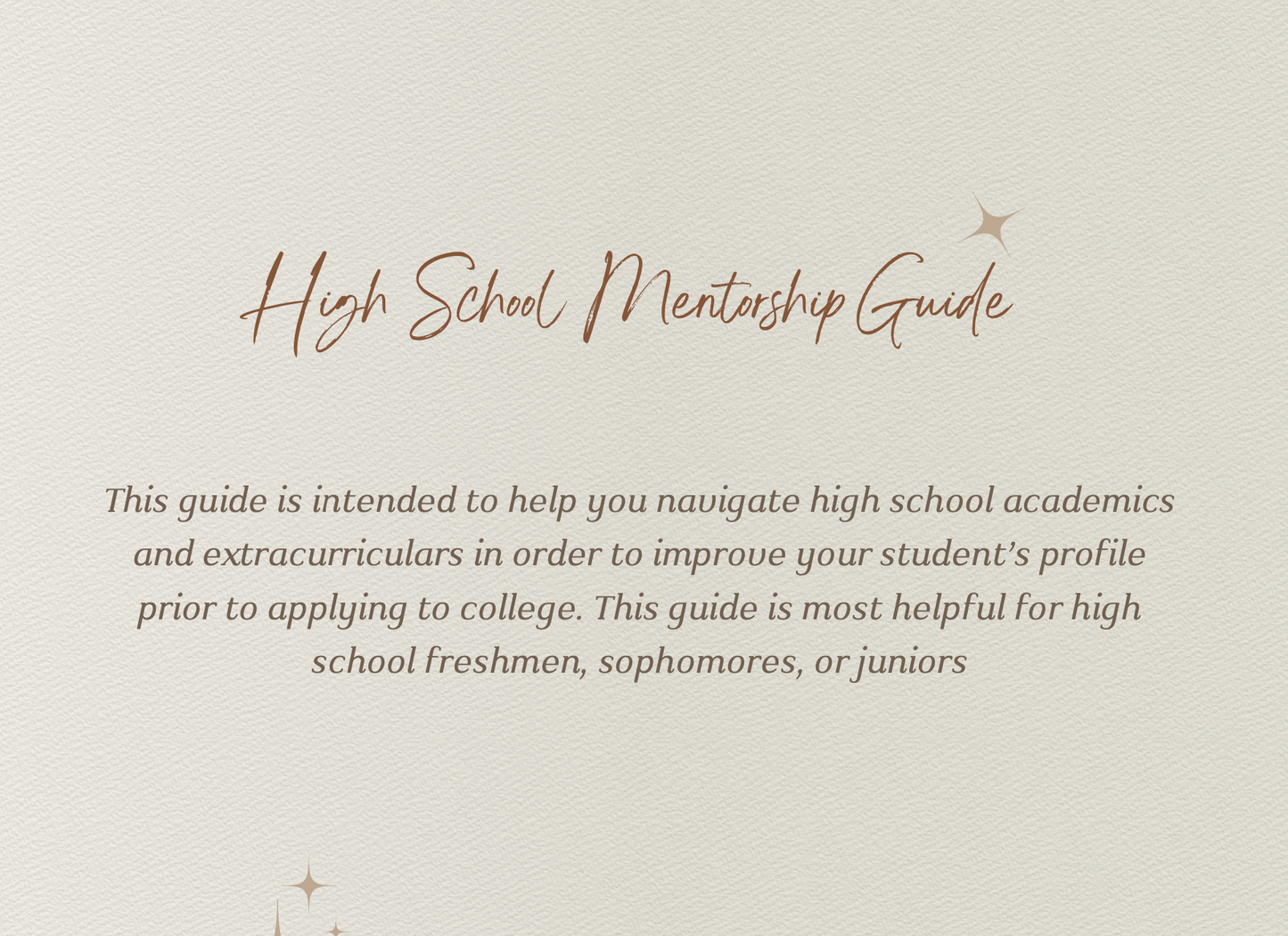 High School Mentorship Guide